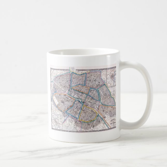 Antique Map of Paris Coffee Mug (Right)
