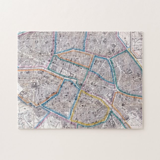 Antique Map of Paris Jigsaw Puzzle (Horizontal)