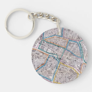Antique Map of Paris Key Ring