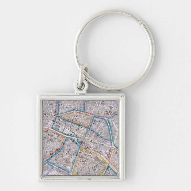 Antique Map of Paris Key Ring (Front)