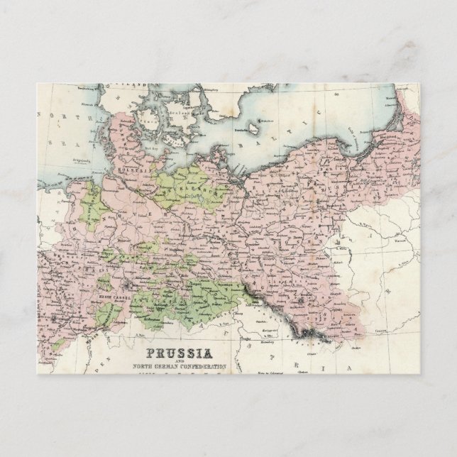 Antique Map of Prussia Postcard (Front)