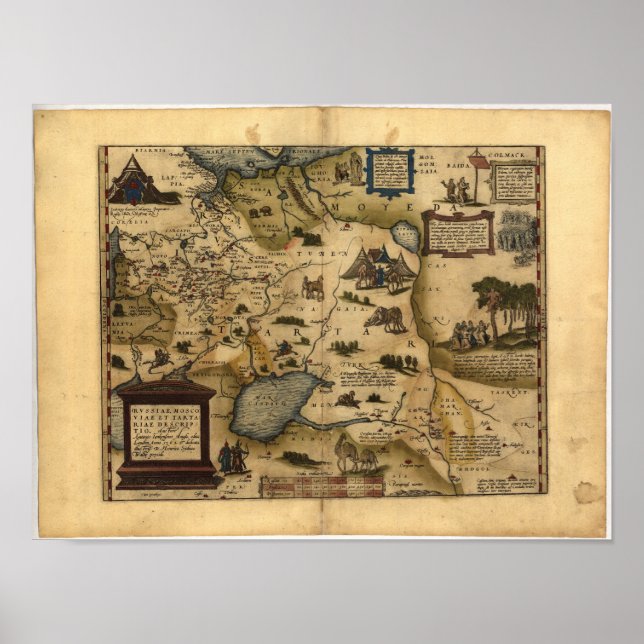 Antique Map of Russia ORTELIUS ATLAS 1570 A.D. Poster (Front)