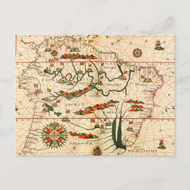 Antique Map of South America Postcard (Front)