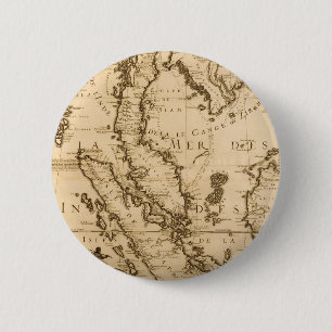 Antique Map of South East Asia   1687 6 Cm Round Badge