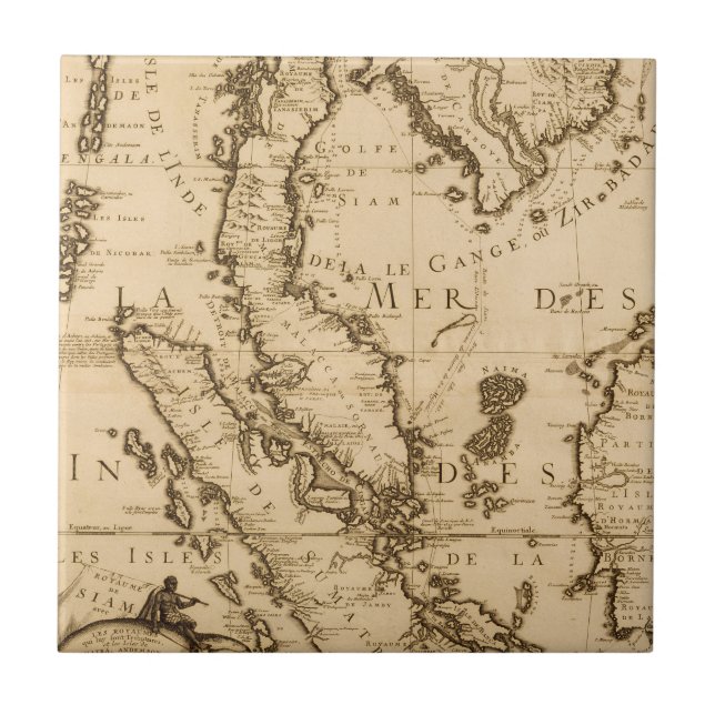 Antique Map of South East Asia | 1687 Ceramic Tile (Front)
