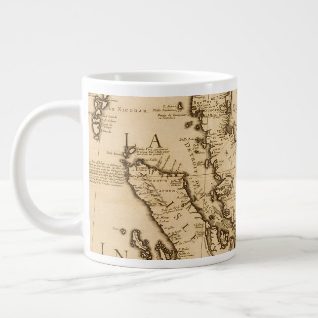 Antique Map of South East Asia | 1687 Large Coffee Mug (Left)