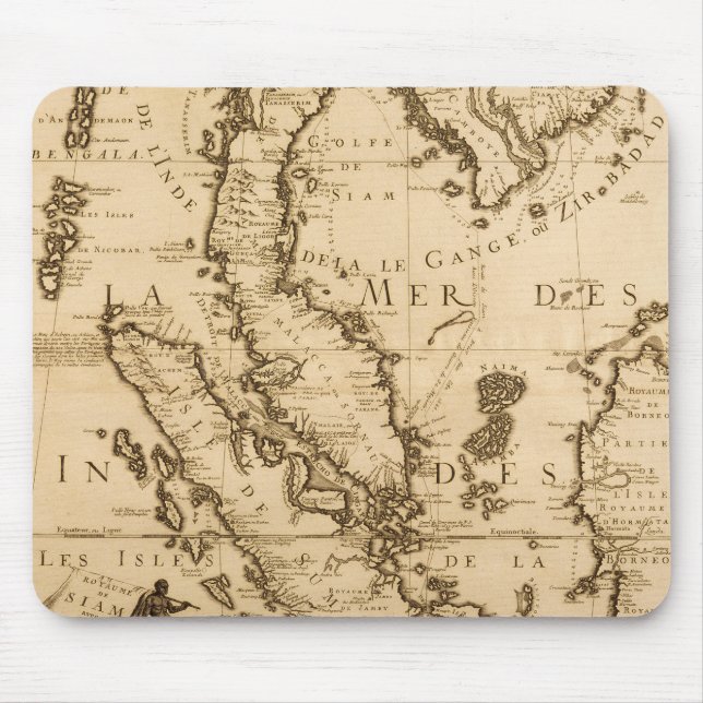 Antique Map of South East Asia | 1687 Mouse Pad (Front)