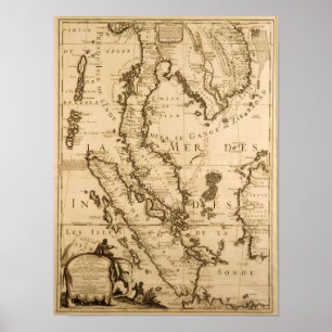 Antique Map of South East Asia 1687 Poster