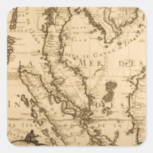 Antique Map of South East Asia 1687 Square Sticker
