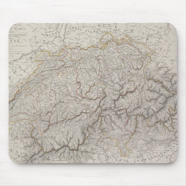 Antique Map of Switzerland Mouse Pad (Front)