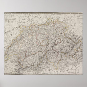 Antique Map of Switzerland Poster