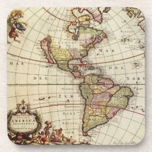 Antique Map of the Americas by Johannes De Ram Coaster