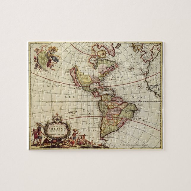 Antique Map of the Americas by Johannes De Ram Jigsaw Puzzle (Horizontal)