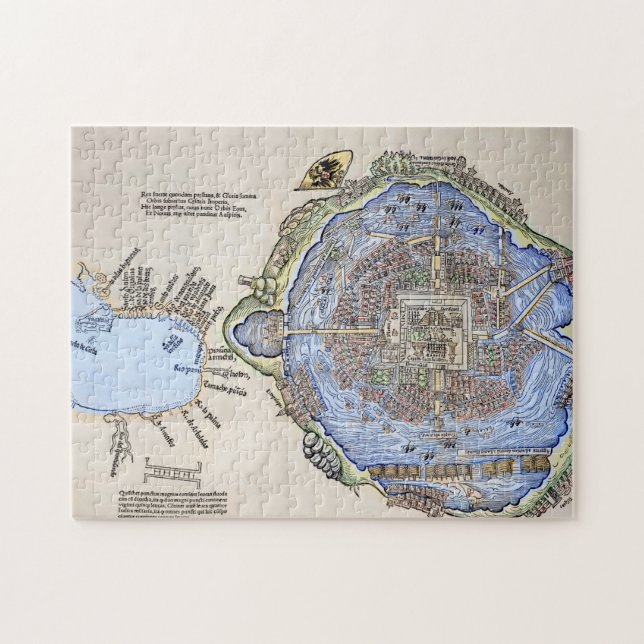 Antique Map of the Aztec Capital Tenochtitlan Jigsaw Puzzle (Horizontal)