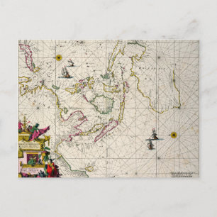 Antique Map of the East Indies Postcard