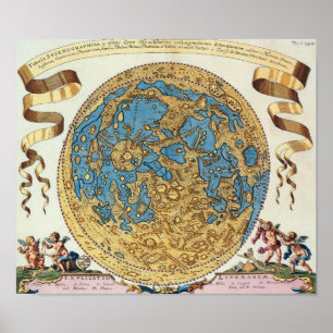Antique Map Of The Moon Poster