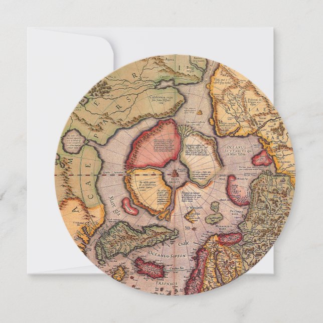 Antique Map of the North Pole Map by Mercator Invitation (Front)