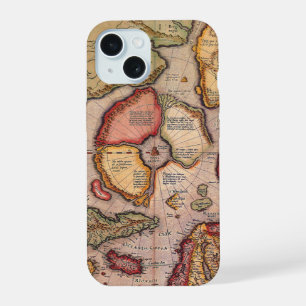 Antique Map of the North Pole Map by Mercator iPhone 15 Case