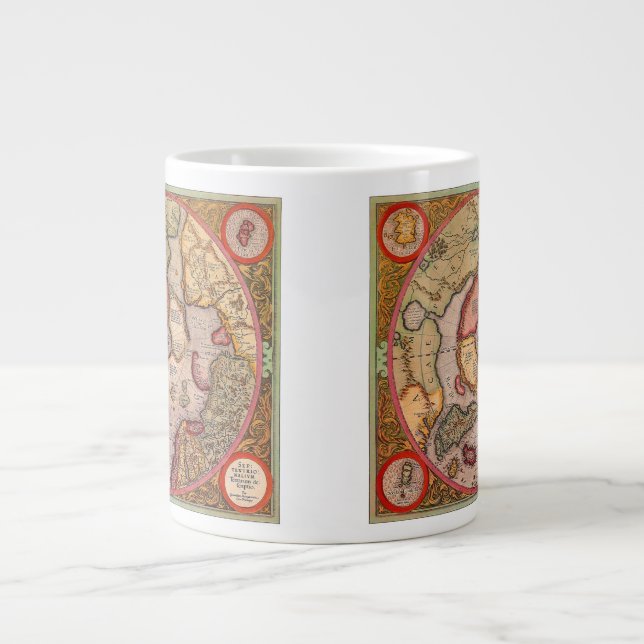 Antique Map of the North Pole Map by Mercator Large Coffee Mug (Front)