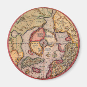 Antique Map of the North Pole Map by Mercator Magnet
