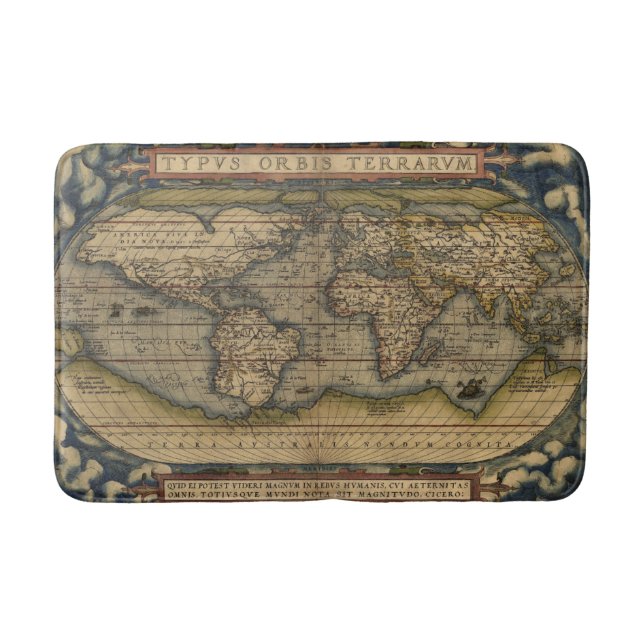 Antique Map of the World Bath Mat (Front)
