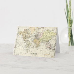 Antique Map of the World Card
