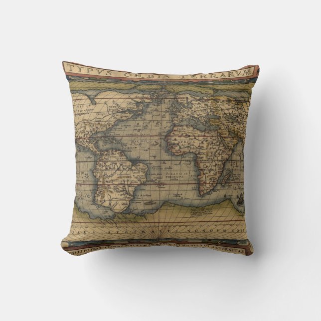 Antique Map of the World Cushion (Front)