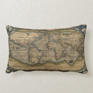 Antique Map of the World Lumbar Cushion