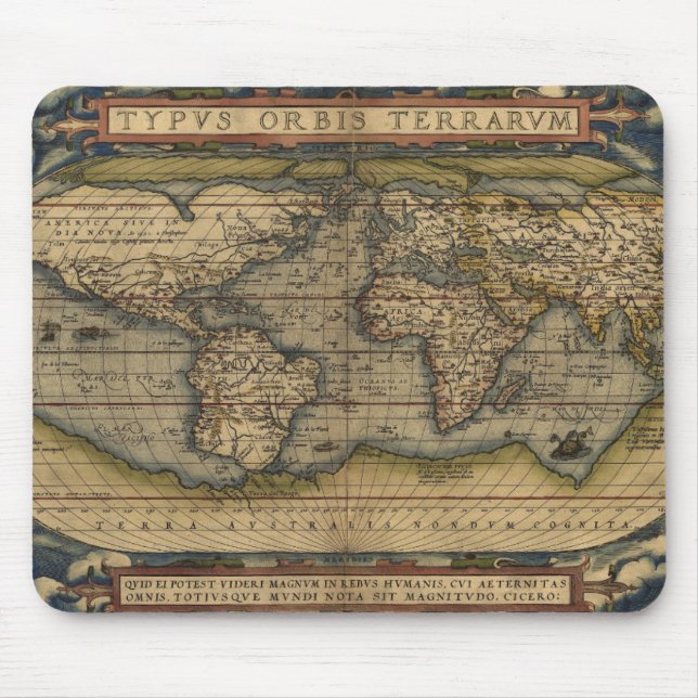 Antique Map of the World Mouse Pad (Front)