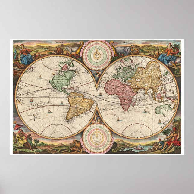 Antique map of the world poster (Front)
