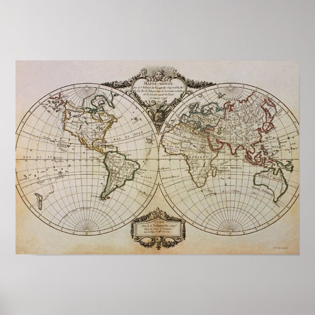Antique Map of the World Poster (Front)