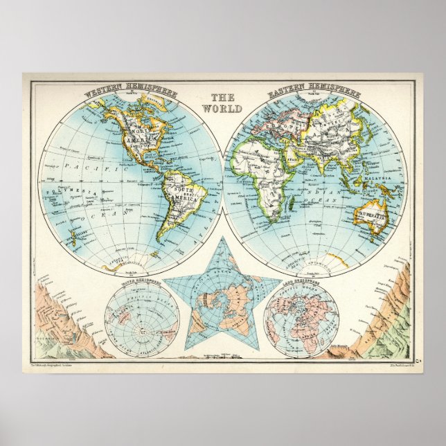 Antique map of the World Poster (Front)