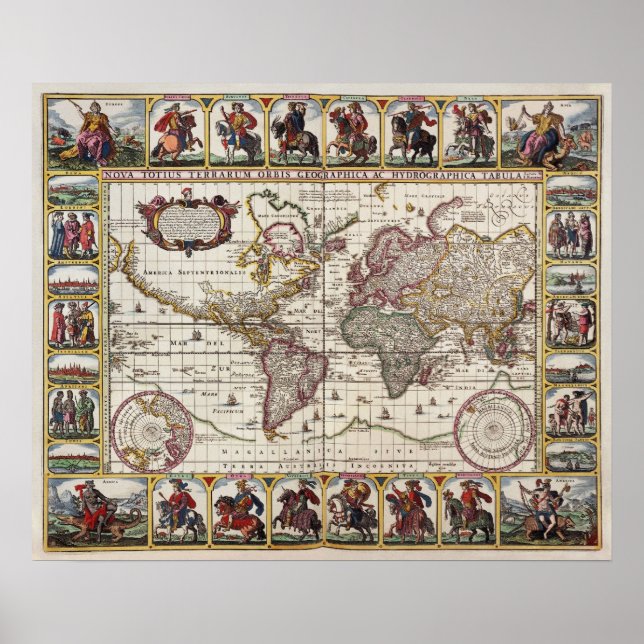 Antique Map of the World  Replica Poster (Front)