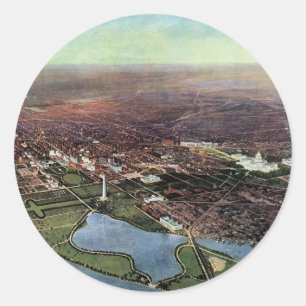 Antique Map of Washington DC and the Potomac River Classic Round Sticker