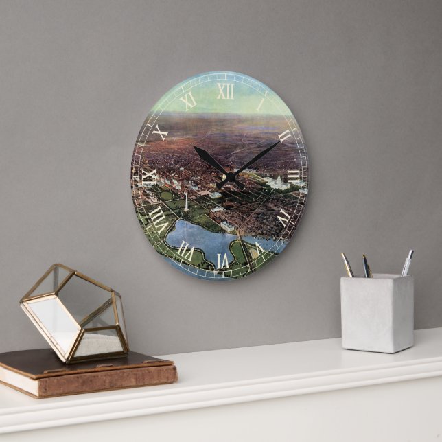 Antique Map of Washington DC and the Potomac River Large Clock (Office)