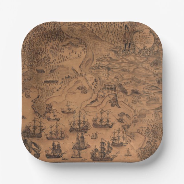 Antique map Pirate birthday party  Paper Plate (Front)