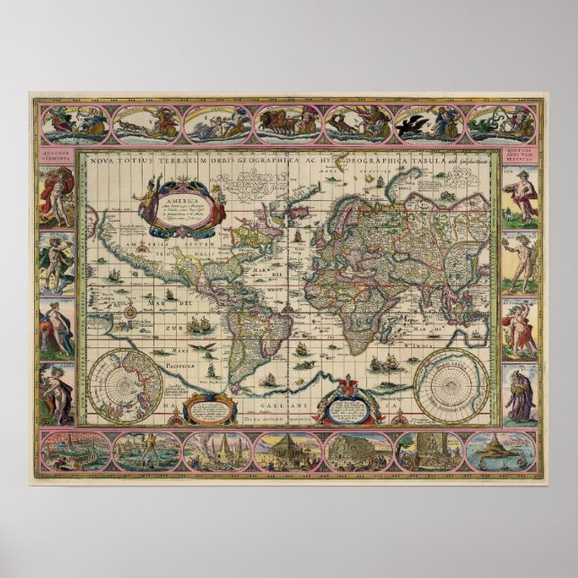 Antique Map Replica 16th century Map Poster (Front)