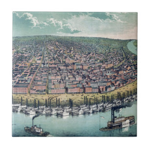 Antique Map Saint Louis Missouri Mississippi River Ceramic Tile