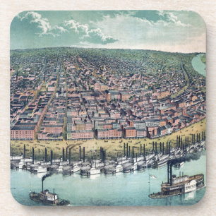 Antique Map Saint Louis Missouri Mississippi River Coaster