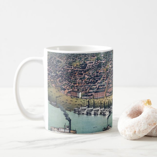 Antique Map Saint Louis Missouri Mississippi River Coffee Mug (With Donut)