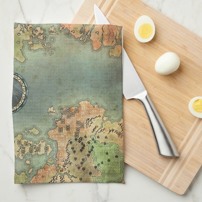 Antique Map Tea Towel (Quarter Fold)