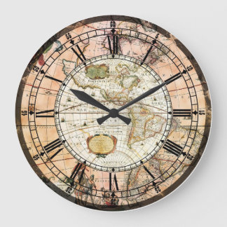 Antique map wall clock