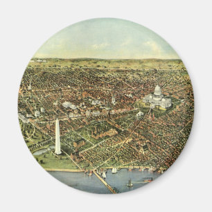 Antique Map with a Panoramic View of Washington DC Magnet