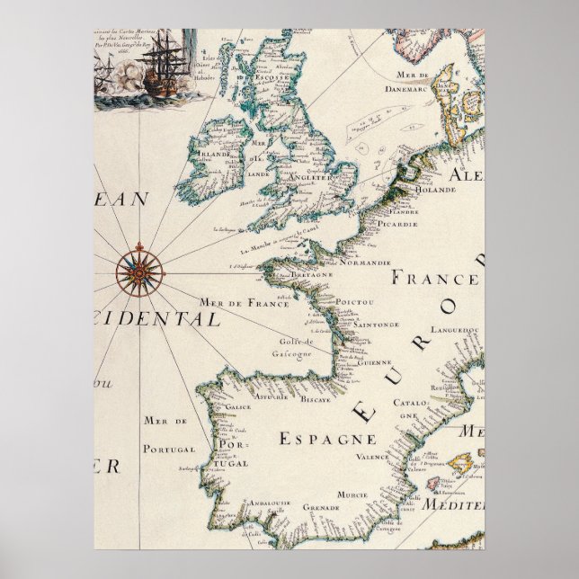 Antique Maps of the WorldMap of EuropeMatthaus 11 Poster (Front)