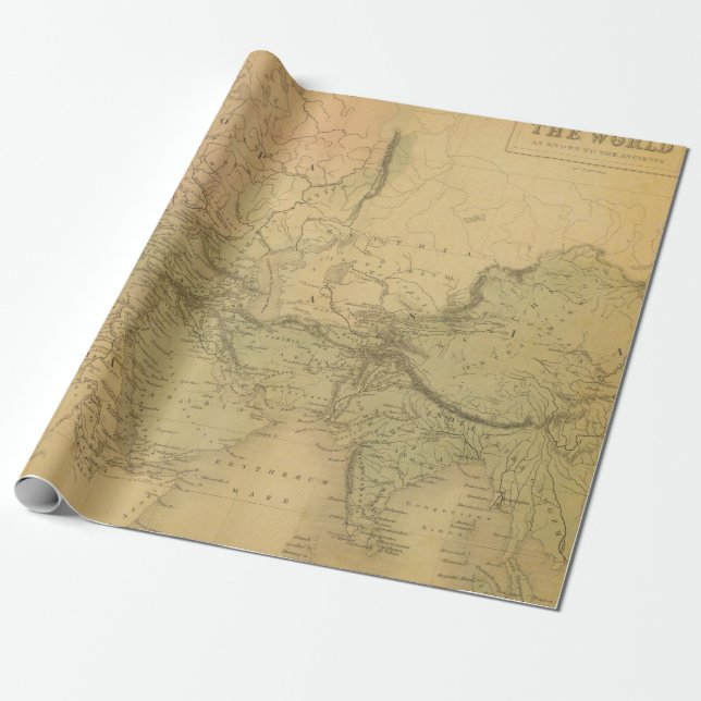 Antique Maps Style 15 Wrapping Paper Roll (Unrolled)