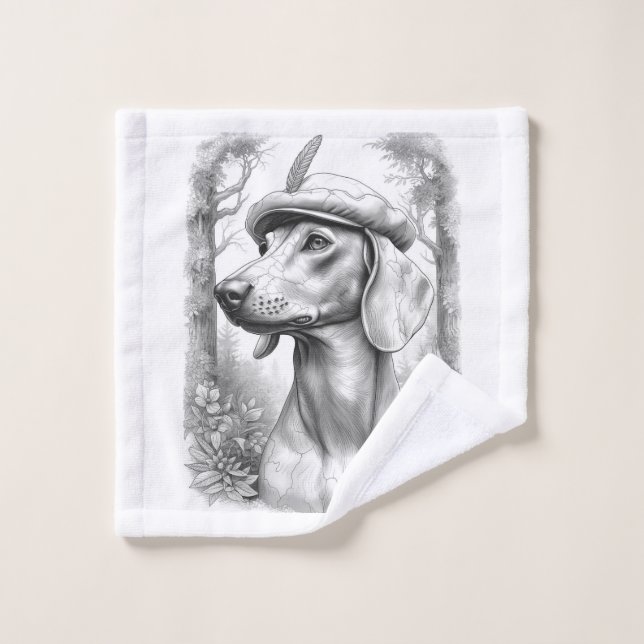 Antique Marble Dachshund Statue Hand Towel (Wash Cloth)