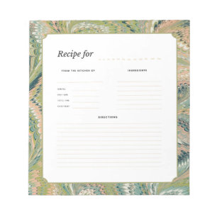 Antique Marbled Paper Recipe Notepad