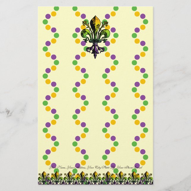 Antique Mardi Gras Fleur Stationery (Front)