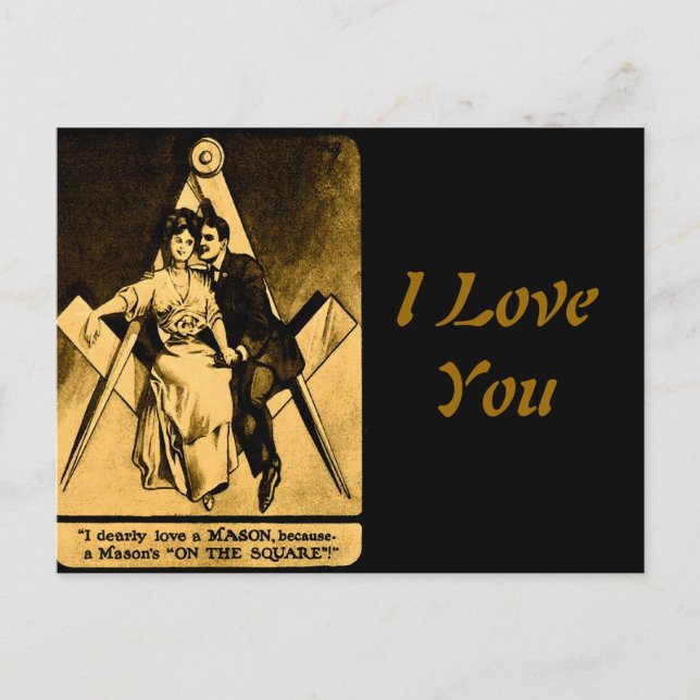 Antique Masonic Freemason Square Love Valentine Holiday Postcard (Front)