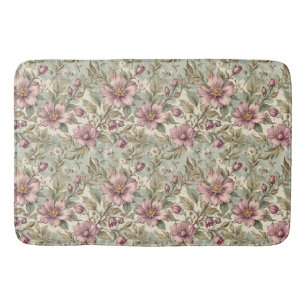 Antique Mauve Roses on Mint Bath Mat